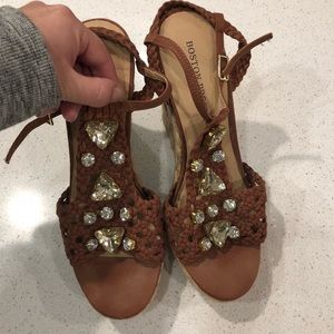 Cute Embellished Boston Proper Wedge Sandals!